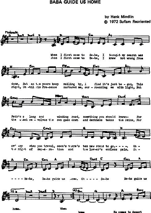 music sheet of "Baba Guide Us Home" by Henry Mindlin-1972