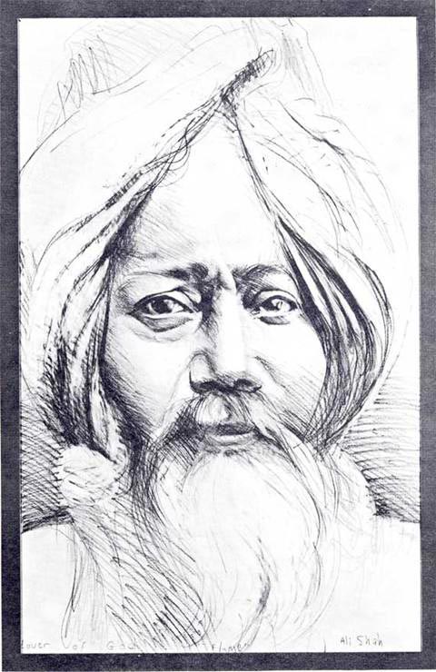 Ali Shah Mast-flame of God, Pencil, 1971, Leroy Parker