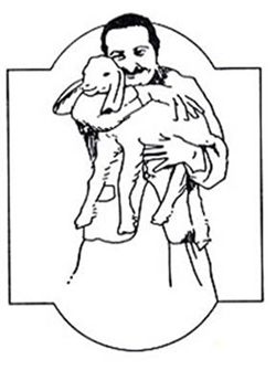 drawing of Baba holding young goat