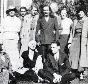 Photo of Baba with group of nine disciples at house in Hollywood hills-December 18th 1934-January 7th, 1935