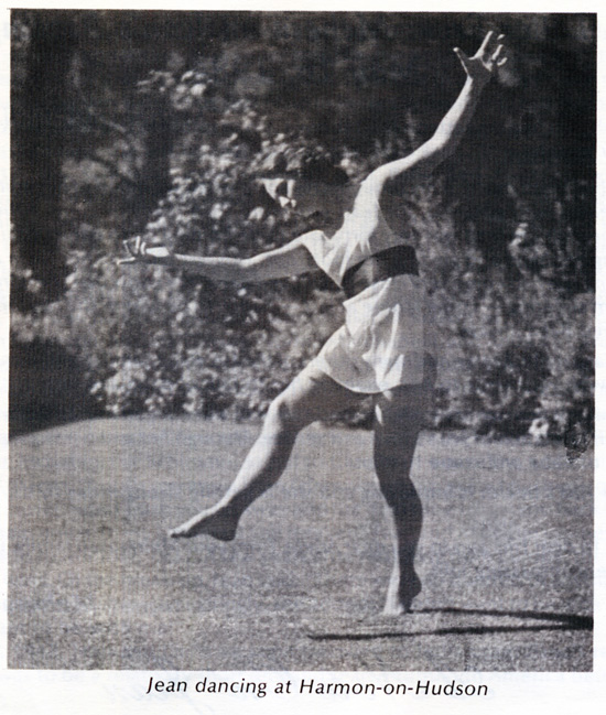 Jean dancing on the grass at Harmon