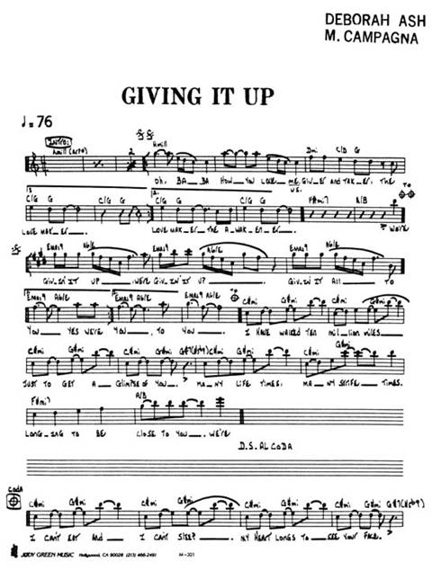 sheet music for 'Giving It Up' by Michael  Campagna
