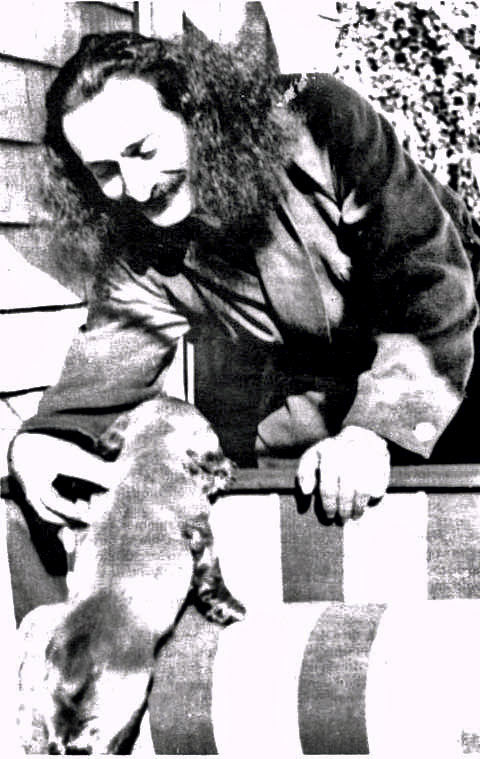 Meher Baba petting Chummy, Los Angeles, California 1935