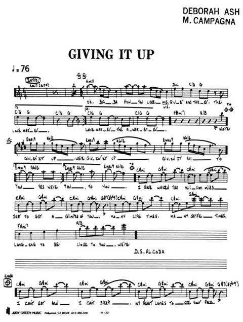 sheet music for 'Giving It Up' by Michael  Campagna
